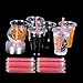 Gotopack 16oz - sets of 100 - Beverage Crystal Clear PET Plastic Cups with Flat Lids & Straws Eco Friendly Smoothie Cups
