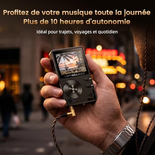 HIFI WALKER H2 Bluetooth Hi-Res MP3 Player, 64GB Audiophile HiFi MP3 Player, ESS DSD FLAC, Portable Audio Player, Zinc Case, USB DAC, Line Out, Expandable up to 512GB