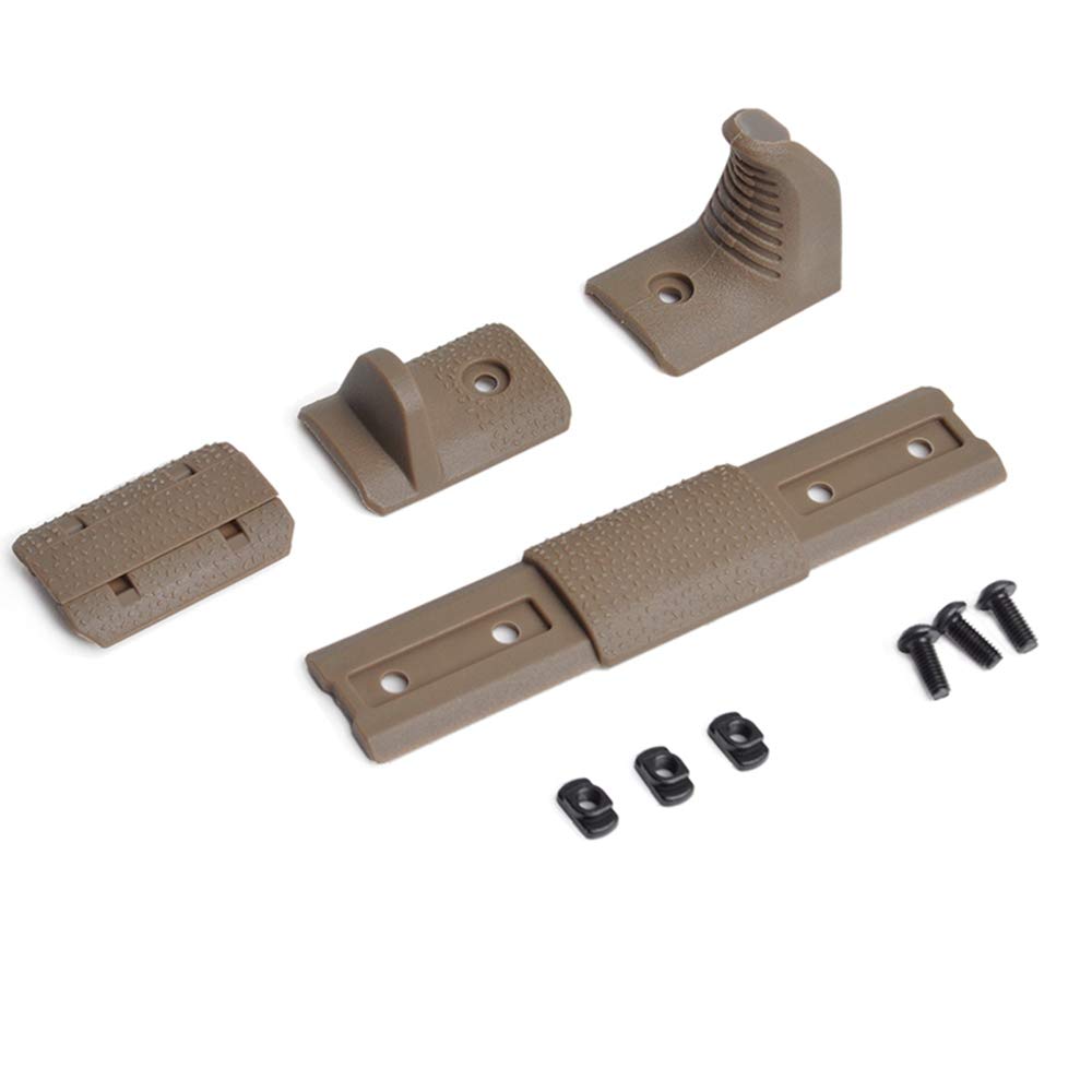 SBGJMY Tactical Mlok Keymod Hand Stop Kit 4 Pcs/Set Rail Cover Front Grip for Mlok Keymod Rail System Handguard Stop Kit Foregrip (Tan)