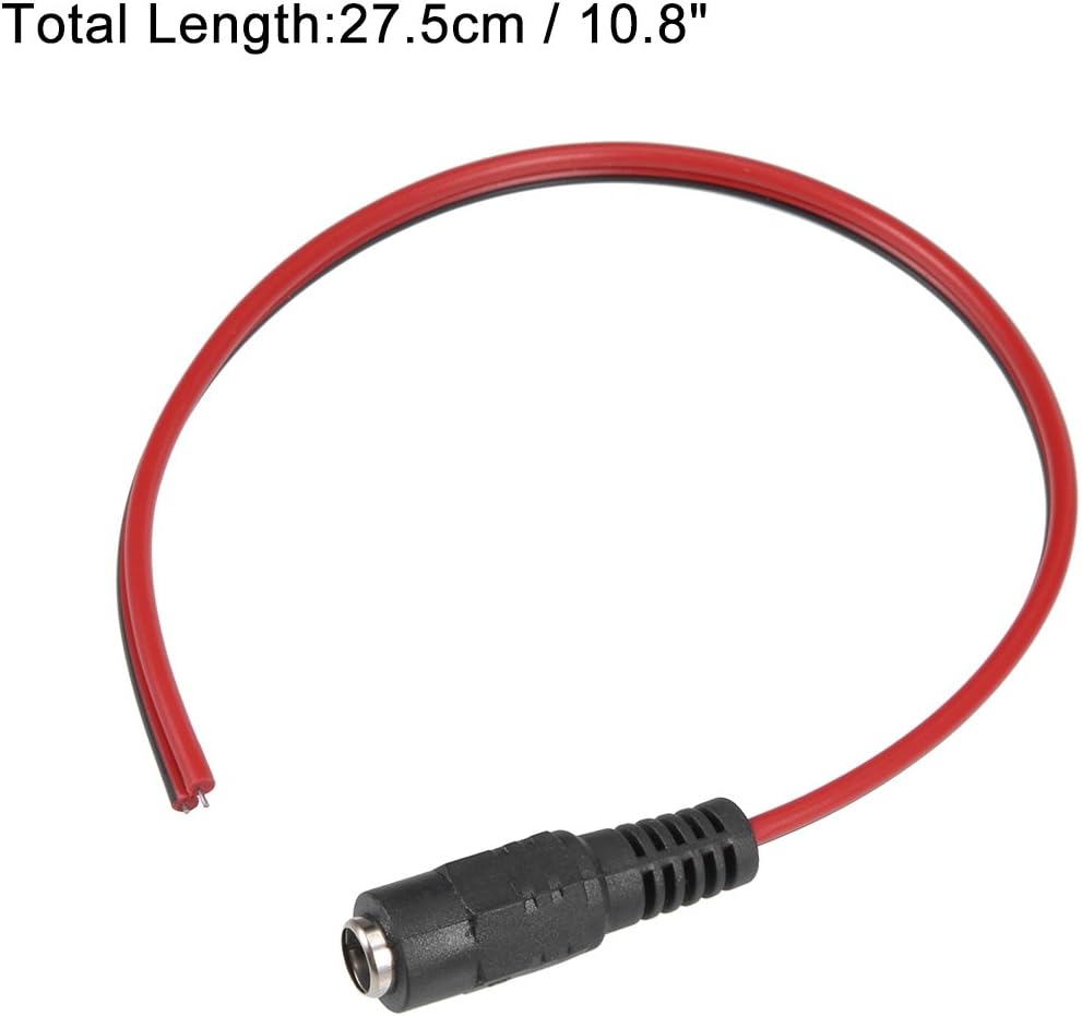 sourcing map 2Pcs DC Power Pigtail Cable 12V Female Connectors for CCTV Camera Adapter 2.1mmx5.5 mm Ultra Thick - Image 3