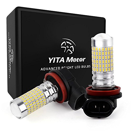 LED Fog Light Bulbs 1400 Lumens Super Bright H11 H8 H16 H9 LED Bulbs with Projector for DRL or Fog Lights YITAMOTOR Brighter Output 144 Chipsets