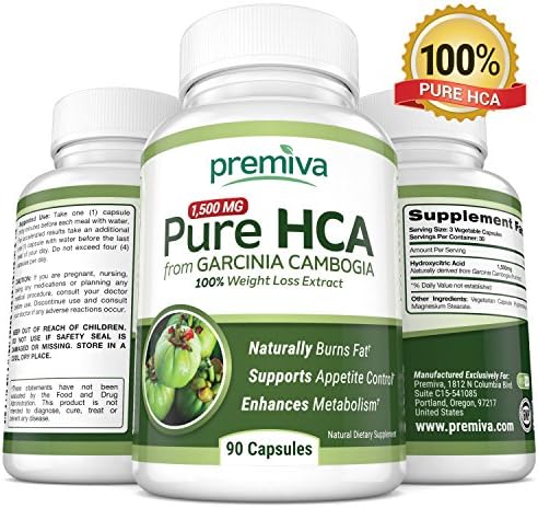 Garcinia Cambogia Pure 100% HCA - Ultra Potency - 100% Weight Loss Extract - Appetite Suppressant - Effective Weight Loss for Women and Men - 1500mg - 90 Capsules -100% Guarantee