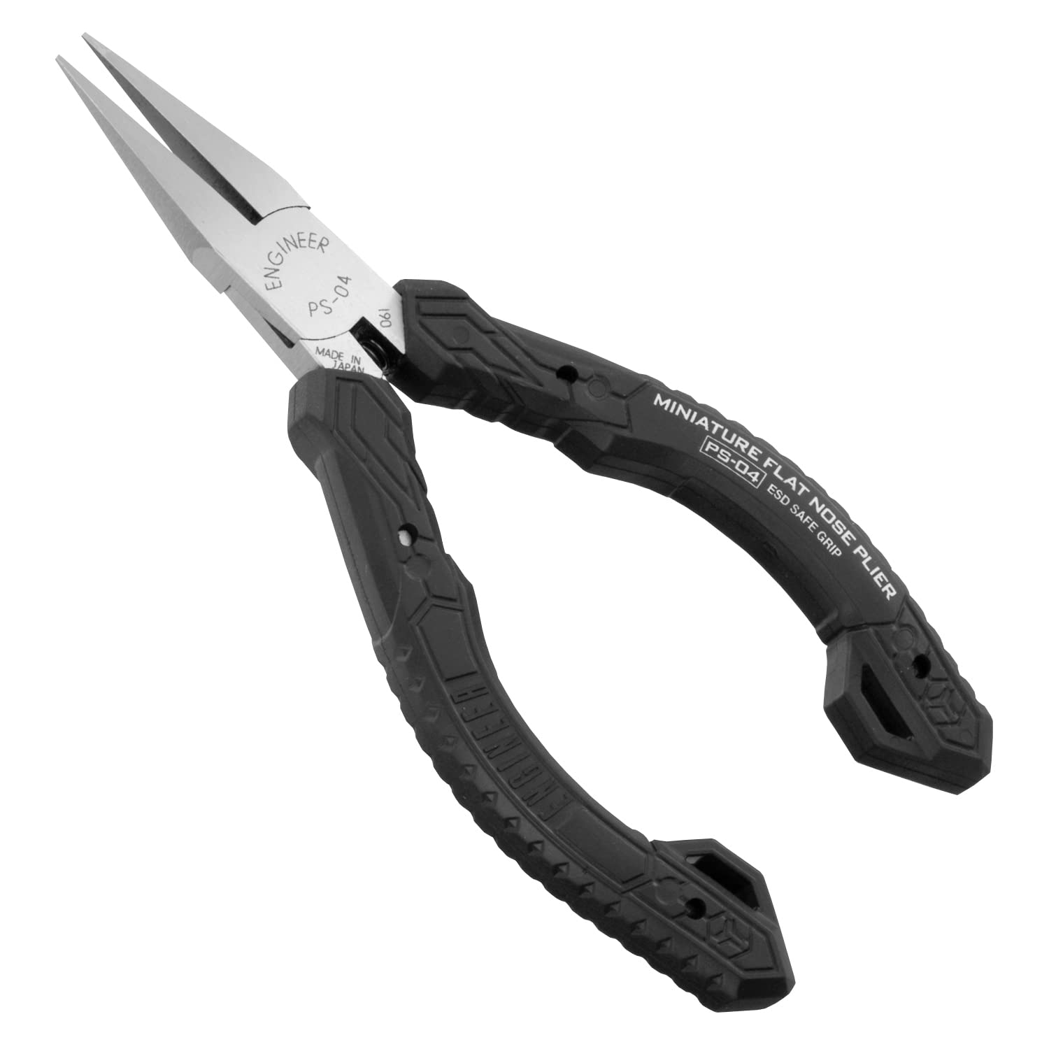 Compact Precision Compact Flat tip Long Nose Pliers (Flat Nose),Professional Grade, ESD Safe with Carbon Steel Jaws. ENGINEER ps-04