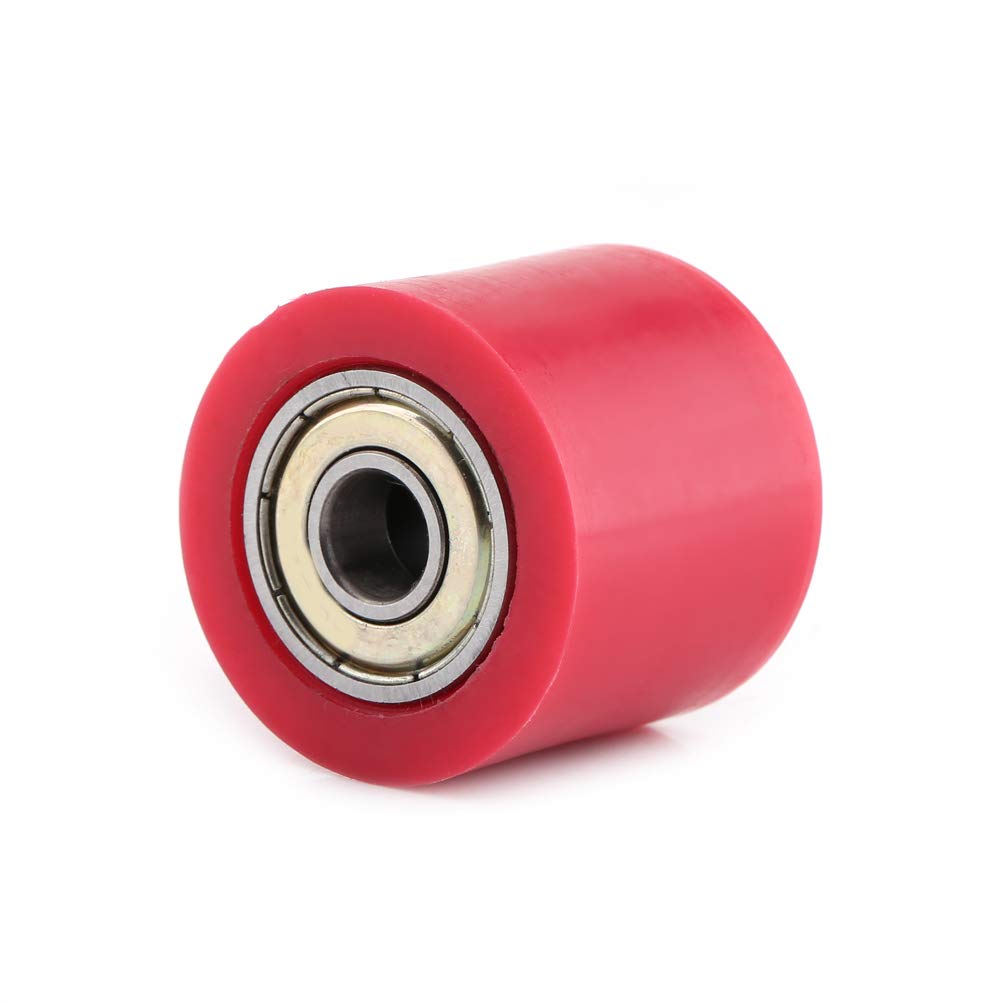 Chain Pulley Roller Slider, 8mm/10mm Drive Chain Pulley Roller Slider Tensioner Wheel Guide For Street Bike Motorcycle ATV (Red 8MM)