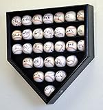 30 Baseball Ball Display Case Cabinet Holder Rack Home Plate Shaped w/98% UV Protection- Lockable