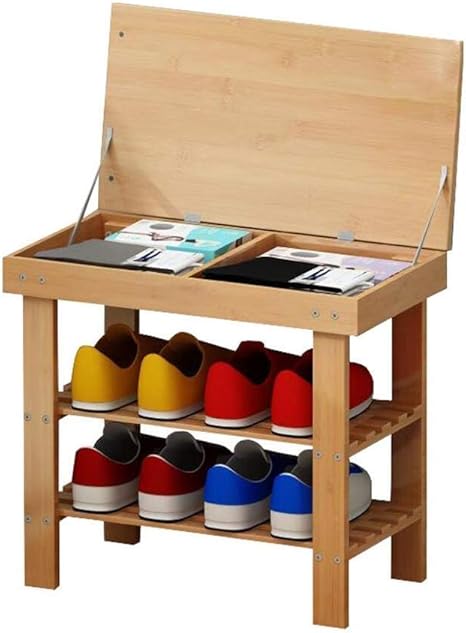 Amazon クローゼット玄関廊下 玄関の寝室のためのタケ靴の棚および貯蔵の層の簡単な靴のベンチ 靴ラック収納オーガナイザー 廊下 サイズ 50cm シューズラック オンライン通販