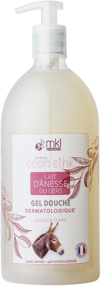 MKL Green Nature Cosm'Ethik Shower Gel Surgras Organic Donkey Milk From Pyrenees 1L, 1 l (Pack of 1)