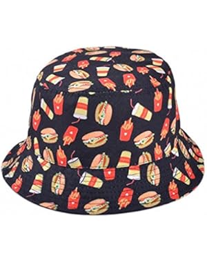 Creative Unisex Headwear Food patterned Wide Rim Flat Top Hats Tinksky Fishing Bucket Sun Hats Caps gift for women