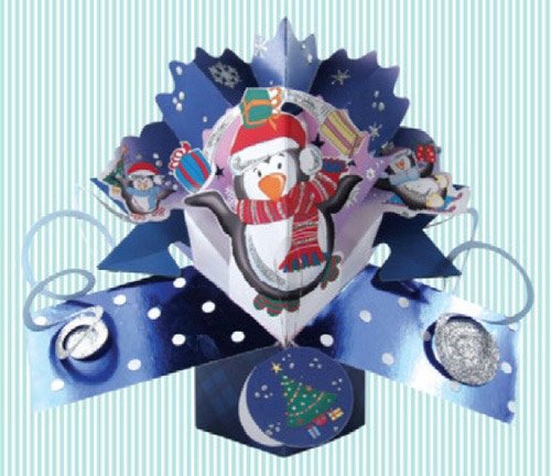 Second Nature Xmas Petite Pop Ups Christmas Greeting Card - Penguin