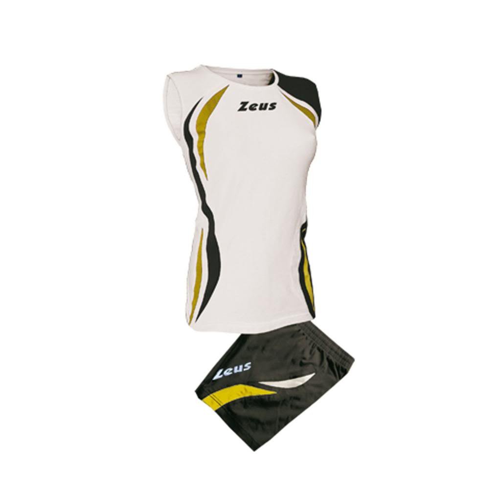 Zeus KIT KLIMA SET VOLLEYBALL WOMEN TOP SHORTS WHITE BLACK GOLD