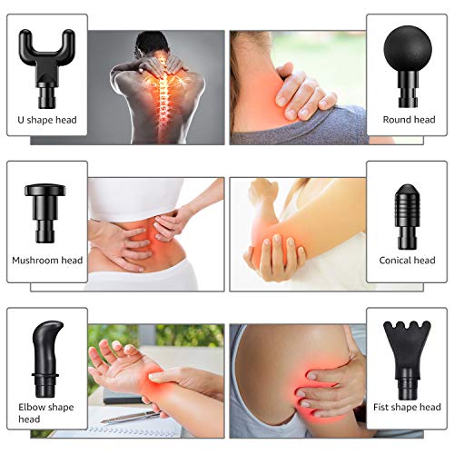 FANGOR Massage Gun, Deep Tissue Percussion Muscle Massager Gun for Pain Relief, Profession Handheld Massage Device with 6 Massage Heads (Black)