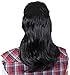 Kangaroo Black Mullet Wigs for Men – 80s Retro Rocker Hair, Shoulder Length Curly Mens Costume Wig for Halloween Cosplay Apparel, Parties and Themed Events Funny Wigs for Women