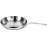 Mauviel M'Elite 5-Ply Hammered Polished Stainless Steel Frying Pan With Cast Stainless Steel Handle, 11.8-in Made In France