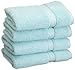 Superior Egyptian Cotton Pile Hand Towel Set of 4, Ultra Soft Luxury Towels, Thick Plush Essentials, Absorbent Heavyweight, Guest Bath, Hotel, Spa, Home Bathroom, Shower Basics, Sea Foam