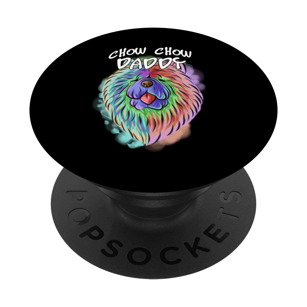 Colorful Pop Art Portrait Chow Chow Dog Dad Father's Day PopSockets Swappable PopGrip