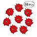 VORCOOL 50PCS Artificial Poinsettia Floral Heads Christmas Tree Decorations Xmas Home Front Door Wreath Table Centerpieces Arrangements Fake Hanging Vine Swag Decorative