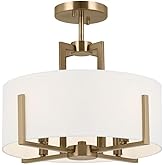 Kichler Malen 4-Light Semi Flush Mount Ceiling Light Fixture, Modern Convertible Semi-Flush or Pendant Light with Fabric Shad
