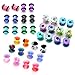 PiercingJ 36pcs Candy Colors Spots Acrylic Ear Stretching Plugs Kit and Double-flared Thin Silicone Saddle Tunnels Set