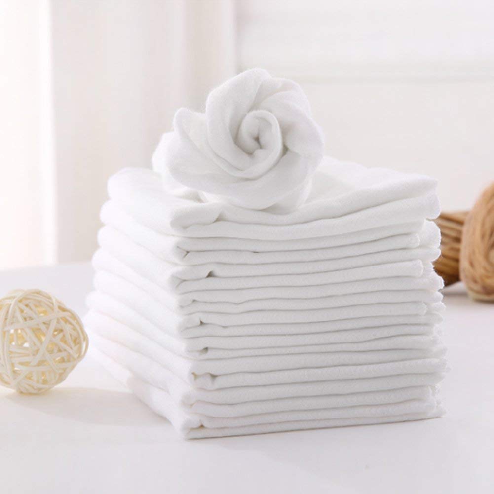 (6 X White) Premium Quality Baby Muslin Squares 100% Cotton, 72cm X 72cm, Supersoft, Made in EU