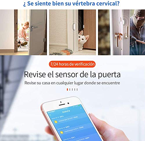 Aktivstar-Alarma-para-Puerta-Inteligente-Sensor-Magntico-Antirrobo-de-Control-por-APP-y-Conexin-WiFI-Detector-para-Puertas-y-Ventanas-Caja-Cajn-Compatible-con-Alexa-Google-Home-IFTTT