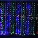 304 LED Window Curtain String Light, 9.8ft x 9.8ft, 8 Modes Setting Wedding Christmas Girls Bedroom Outdoor Indoor Wall Decoration Party Home Garden (Colorful)