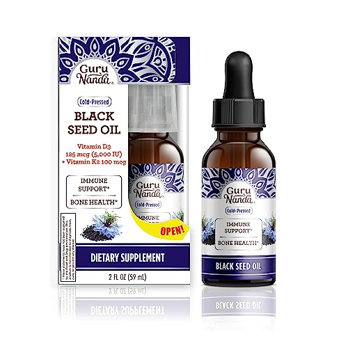 black seed oil glutathione GuruNanda Black Seed Oil Cold-Pressed Nigella Sativa - Rich in Vitamin D3  500