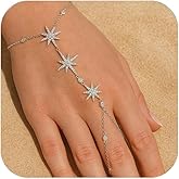 XSBODY Silver Hand Chain Bracelet Jewelry For Women Dainty Adjustable Rhinestone Star Bracelet Ring Hand Chain Non Tarnish Charm Bracelets Trendy Celestial Jewelry Accessories Gift