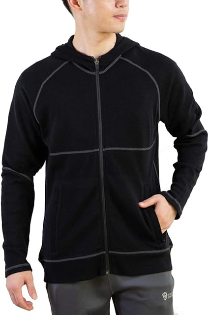 mens merino wool full zip hoodie