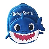 Baby Shark Plush Backpack Cute Cartoon Animal Shark School bag Travel (Blue)