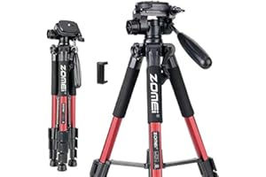 ZOMEI Q111 55" Flexible Camera Tripod 4s Stand with 1/4 Mount 3-Way Panhead for DSLR EOS Canon Nikon Sony Samsung(Red)