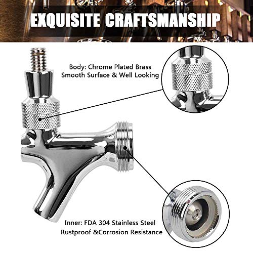 OneBom Beer Faucet with Nipple 4'' Shank Assembly,3/16''I.D. Bore for Keg Fridge Keezer (4'' Shank) - Thumbnail 3