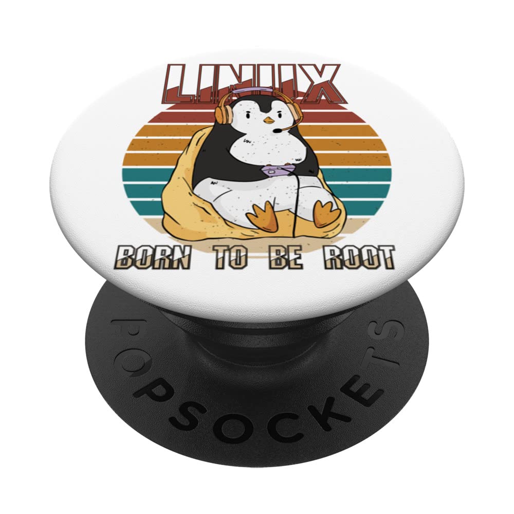 Linux Gamer Root Party Cool Penguin Nerd Programmer PopSockets Swappable PopGrip