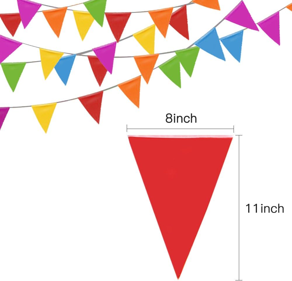 Novelty Place 100ft Bunting Banner - 75 Flags Multicolor Triangle Banner for Outdoor Birthday Party Grand Opening Christmas Decorations - Image 5