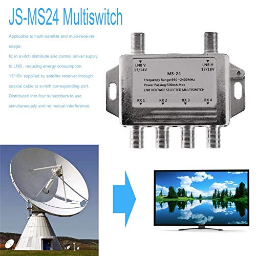 Florenceenid Mini Portable 2x4 JS-MS24 Satellite Signal Multiswitch LNB Voltage Selected 950-2400MHz Multiswitch LNB Receiver Multiswitch - Thumbnail 2