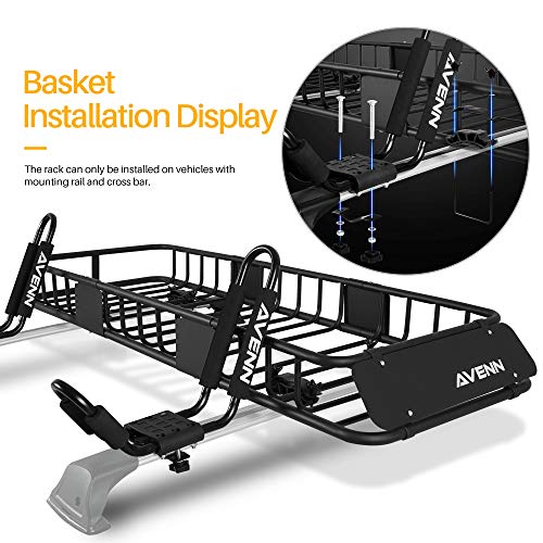 AVENN Rooftop Basket & JBar Kayak Rack for Canoe, Skis, Paddleboard or