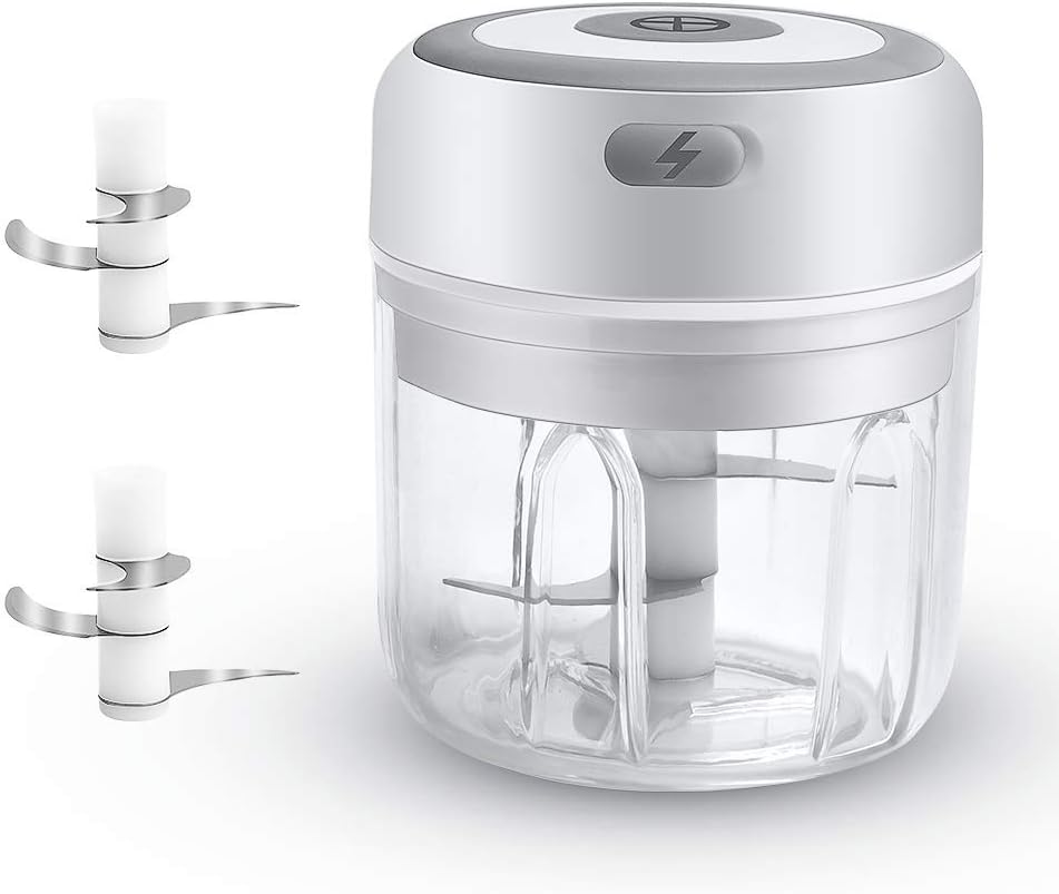 Electric Mini Garlic Chopper,250ML Handy Food Slicer for Pepper Chili Vegetable Nuts Meat with USB Charging