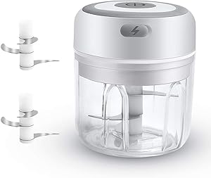 Electric Mini Garlic Chopper,250ML Handy Food Slicer for Pepper Chili Vegetable Nuts Meat with USB Charging