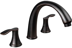 Oil Rubbed Bronze Roman Tub Faucet, Lava Odoro 8 inch Widespread Bathtub Faucet with Valve, High Flow 2 Handle Deck Mount Tub Faucet, Solid Brass 3 Hole Bath Tub Filler TF405-ORB