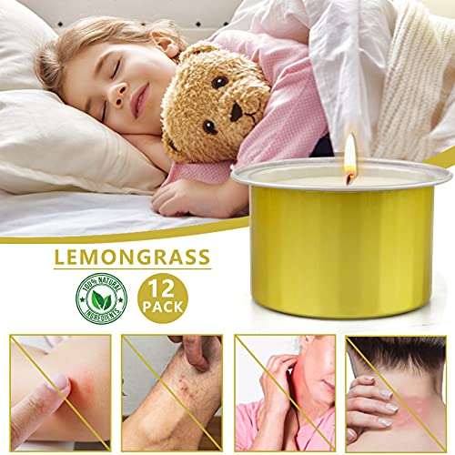 CREASHINE Candela Citronella,12 Packs Candela Citronella Esterno, Candela Citronella Grande,Set Regalo di Candela Profumate,Cera di Soia Naturale per Campeggio/Feste/Giardino/Eventi Interno/Esterno