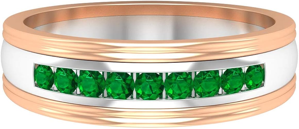 Amazon チャンネルセット結婚指輪 1 4カラットラウンドエメラルドリングミックスメタルリング新郎婚約指輪アニバーサリーリング 5月誕生石リング 宝石リング 14k ローズゴールド Size 13 リング 通販