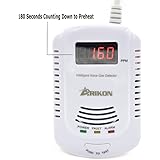 ARIKON Plug-In Combustible Gas Detector Alarm Sensor with Voice Warning,Digital Display and 9-Volt Battery Backup