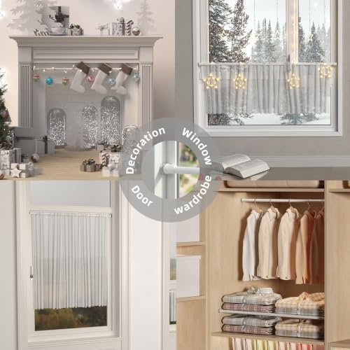 2 Units Extendable Curtain Poles, Curtain Poles, No Drilling Required, White, 45-60 cm