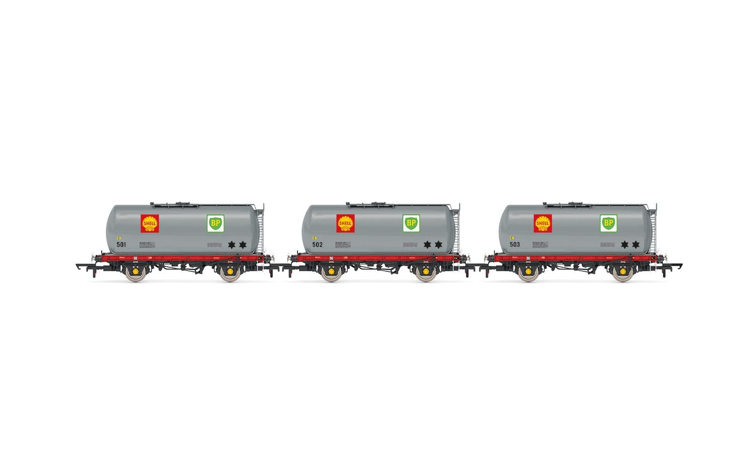 Hornby R60260 Shell-Mex, TTA Tank Wagon Triple Pack - Era 8 Freight Wagons Wagons & Wagon Packs, Grey, 00 Gauge