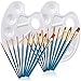 20 Pcs Paint Brush Set with 2 Pcs Paint Tray Palette, FineGood Round Pointed Tip Nylon Hair Paintbrush for Kids Students Beginners - Brown