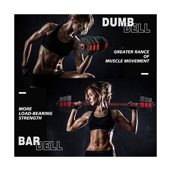 ER KANG 4 in 1 Adjustable Dumbbell Barbell Kettlebell Set, 66 LBS Free Weights Set with 15.7'' Straight Bar and 22.8… - Image 4