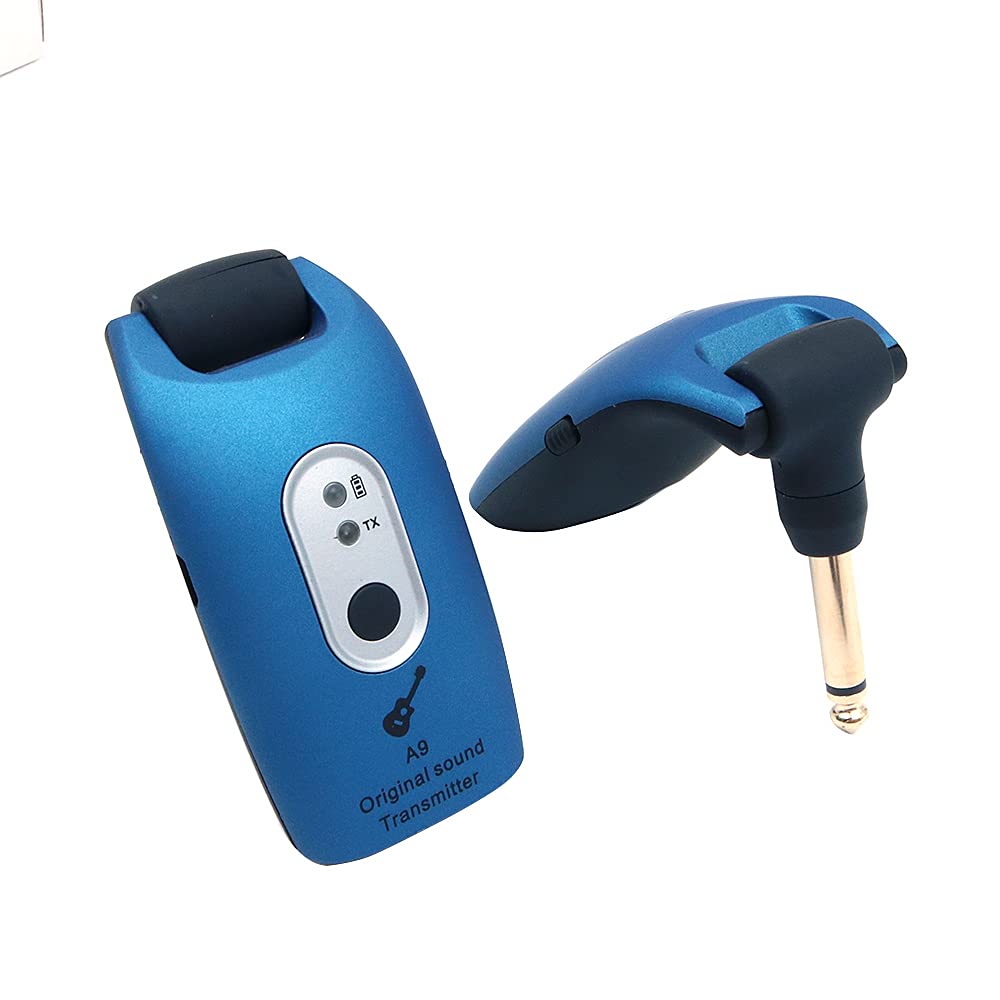 Alnicov Wireless Guitar System - 2.4GHz Transmitter and Receiver for Electric Guitar, Bass, Violin A9 Blue