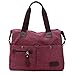 Lonson Unisex Large Capacity Multiple-Pockets Shoulder Bag with Removable Strap Wine Red One Size