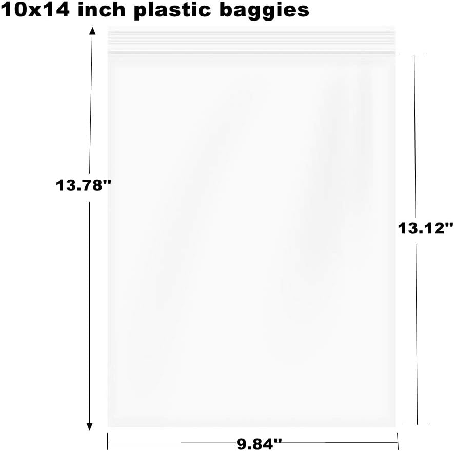 HTgroce (Pack of 100) 10"x14" Clear Poly Resealable Plastic Bag 3 Mil Zipper Reclosable Storage Bags,DispenserBag,Resealable Plastic Bag