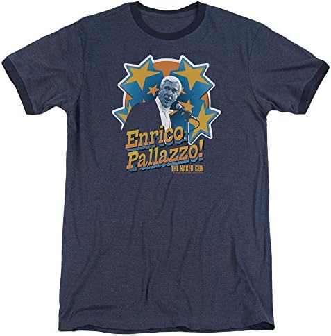 Naked Gun Its Enrico Pallazzo Mens Adult Heather Ringer Shirt Navy 3X