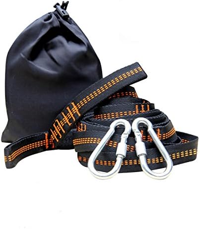 Hammock Tree Strap Kit By UUAT Tree Swing&amp;Hammock Accessories- 2 Straps 9 ft with 19 Loops+Safer Lock Snap Carabiner Hooks[Heavy Duty]+Carry Pouch | Holds Up 2,000+ Lbs